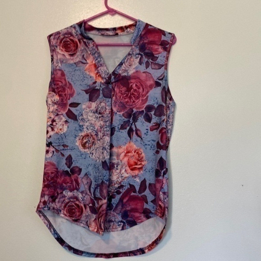 LOVE U Dear rose multi color sleeveless tank  tunic top medium